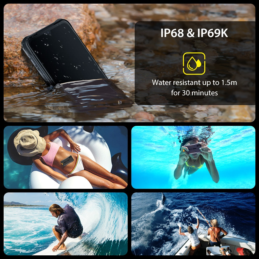 UMIDIGI BISON IP68/IP69K Waterproof Rugged Mobile Phone 48MP Matrix Quad Camera 6.3" FHD+ Display 6GB+128GB NFC Smartphone