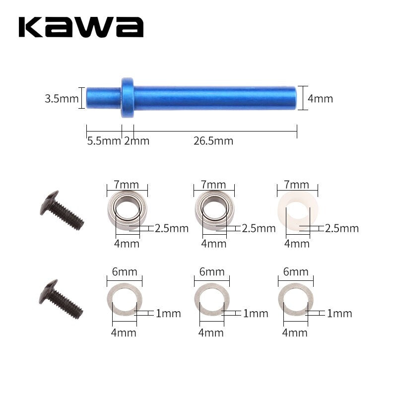 Kawa Fishing Reel Handle Shaft For Install Knob Accessory Include ( 2pcs Bearings) And Washers Fishing Reel Rocker Parts