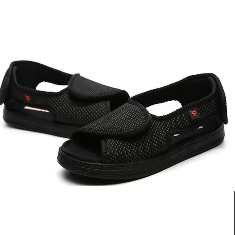 Summer dew toe diabetic shoe female foot swollen feet wide magic stick shoes thumb outside the middle-aged old  Men's  sandal