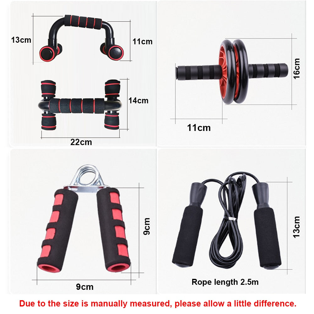 Resistance Bands Push Up Stand Bar Abdominal Wheel AB Roller Jump Rope Grip Strength Exercise Home Gym Fitness Muscle Trainer