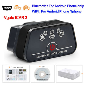 Vgate iCar2 obd2 bluetooth scanner ELM327 V2.2 obd 2 wifi icar 2 car tools elm 327 for android/PC/IOS code reader free shipping