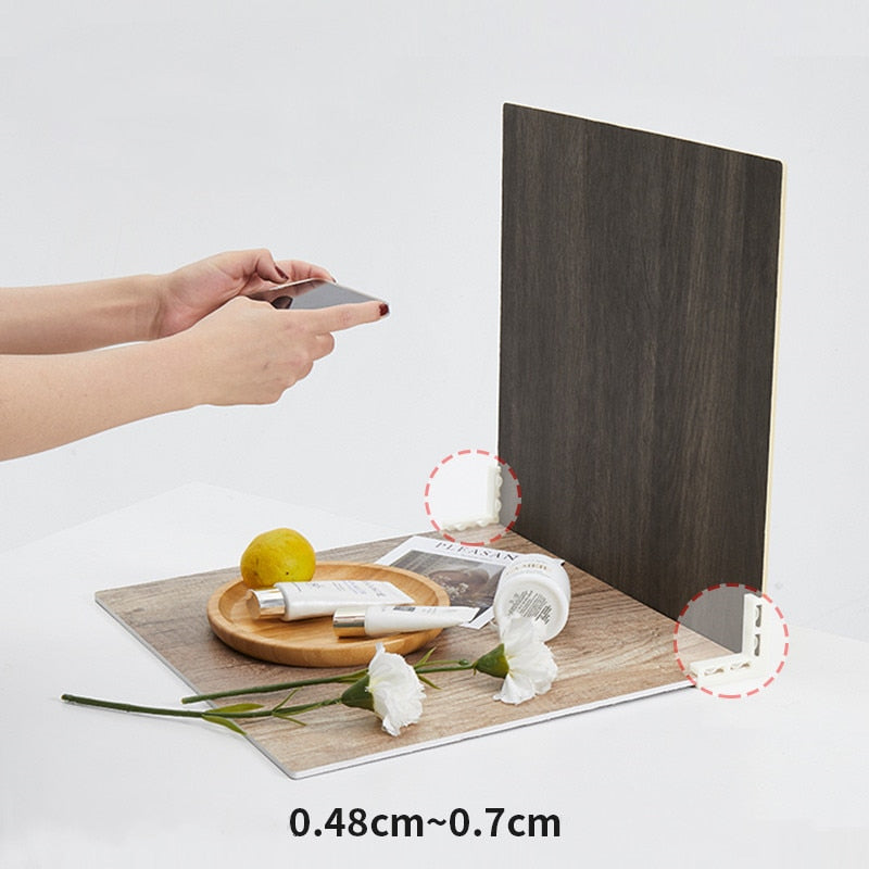 Photography Props Background Board Auxiliary Buckle the backdrop of Marble and Wood Grain Background Board for Photo Studio
