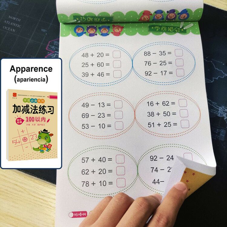 80 Pages / Book of Children&#39;s Addition and Subtraction Learning Math Students Handwriting Preschool Mathematics Exercise Books