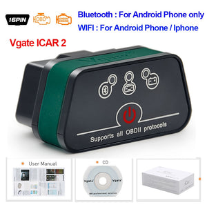 Vgate iCar2 obd2 bluetooth scanner ELM327 V2.2 obd 2 wifi icar 2 car tools elm 327 for android/PC/IOS code reader free shipping