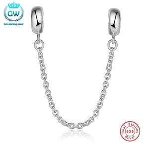 10pcs/Lot GW Stopper Safety Chain Charm Silver Clips Beads Rubber Stopper Fit European Original Bracelet DIY Jewelry Making