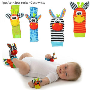 Cartoon Plush Socks Wrist Strap Rattles Baby Toys 0-12 Months Newborn Infant Kids Animal Sock Foot Finder Toy Gift Soft Rattle