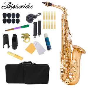 Aisiweier Eb Alto Saxophone New Arrival Brass Gold Lacquer Music Instrument E-flat Sax with Case Accessories
