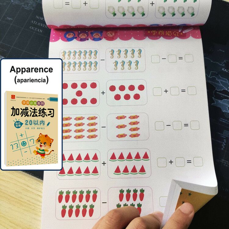 80 Pages / Book of Children&#39;s Addition and Subtraction Learning Math Students Handwriting Preschool Mathematics Exercise Books