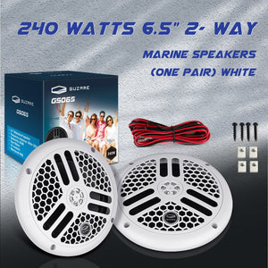 GUZAR 6.5inch 240Watts Waterproof Marine Speakers UV-Proof For Boat SPA ATV UTV Golf Cart Motorcycle Outdoor Music Speaker