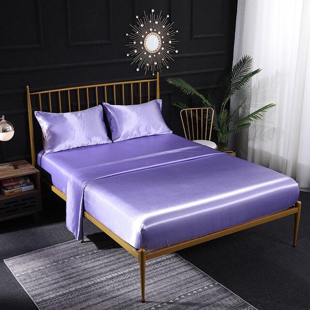 Bedding Set Luxury Queen King Size Set Of Sheets Satin Euro Bed Linens Elastic Bed Cover Sets Bedspreads For Single Double Beds