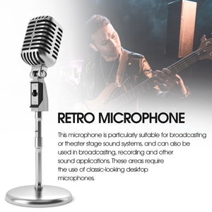Vintage Style Microphone for SHURE Simulation Classic Retro Dynamic Vocal Mic Universal Stand for Live Performance Karaoke