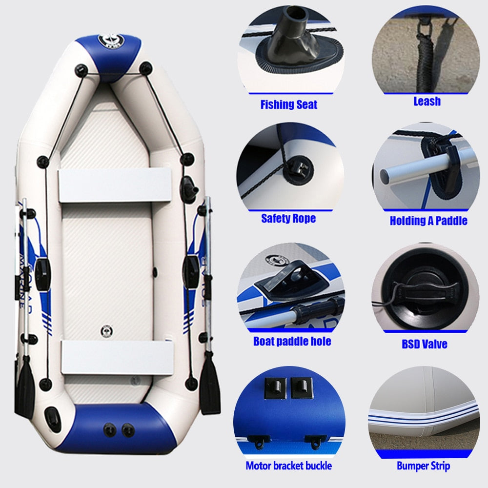 PVC Inflatable Boat 3 Layer Inflatable Fishing Boats Laminated Wear-Resistant Kayak Boats for 2-6 Person Kayak Rowing Canoe