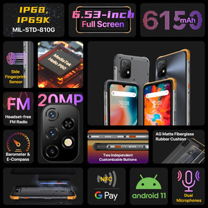 UMIDIGI BISON X10 Global Version Rugged Smartphone IP68&IP69K 64GB NFC 20MP Triple Camera 6150mAh Phone