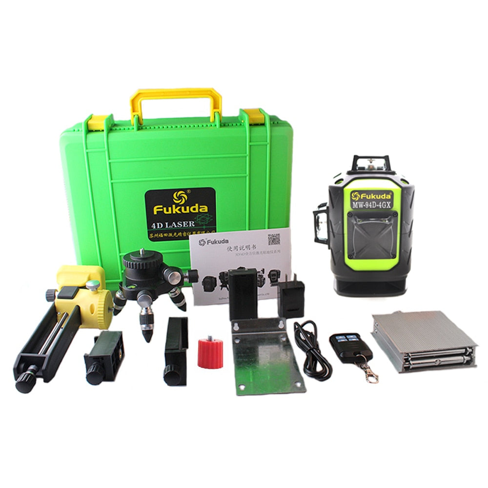 New Fukuda Professional 16 Line 4D Laser Level Japan Sharp Green 515NM Beam 360 Vertical And Horizontal Self-leveling Cross