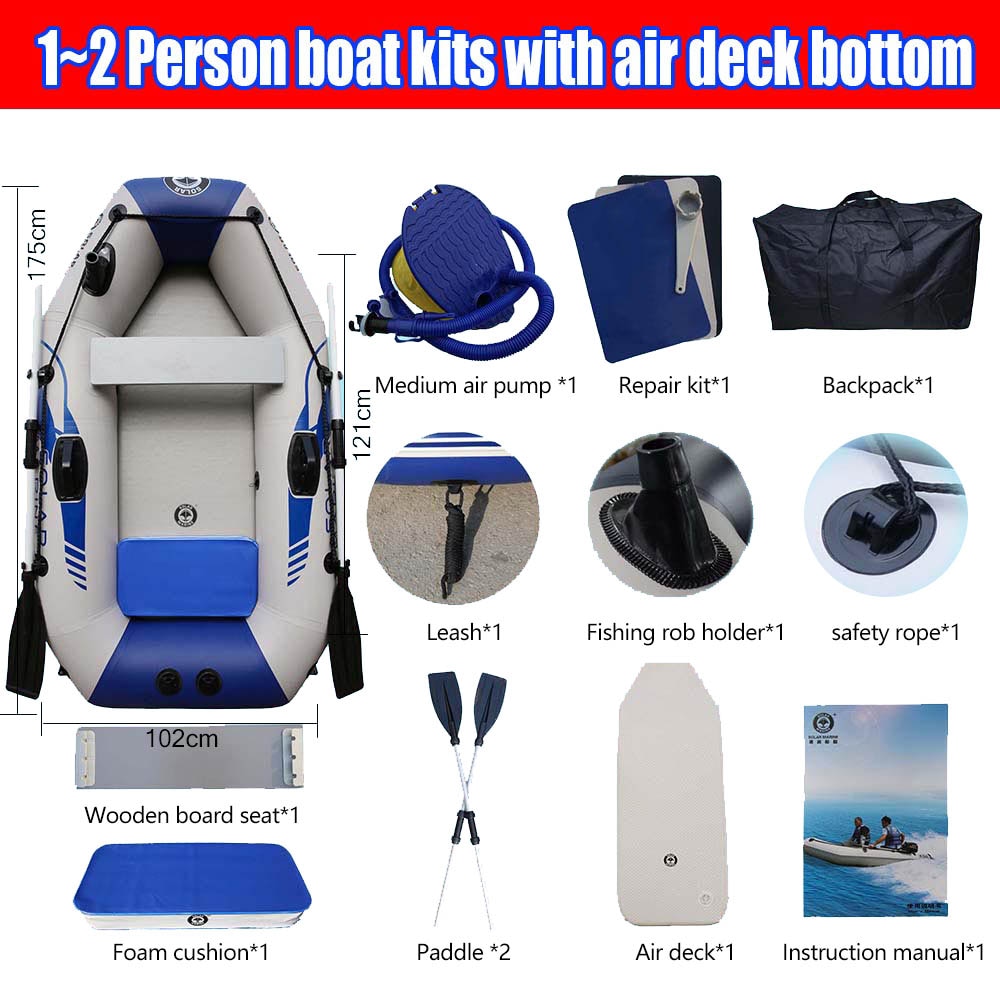 PVC Inflatable Boat 3 Layer Inflatable Fishing Boats Laminated Wear-Resistant Kayak Boats for 2-6 Person Kayak Rowing Canoe