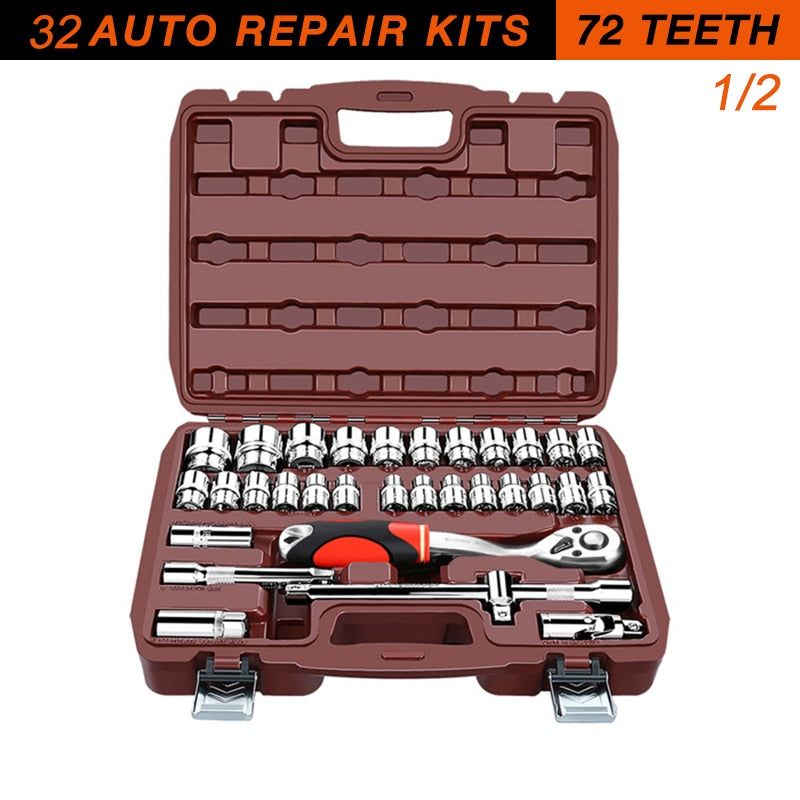 Socket Set Universal Car Repair Tool Ratchet Set Torque Wrench Combination Bit A Set Of Keys Multifunction DIY toos